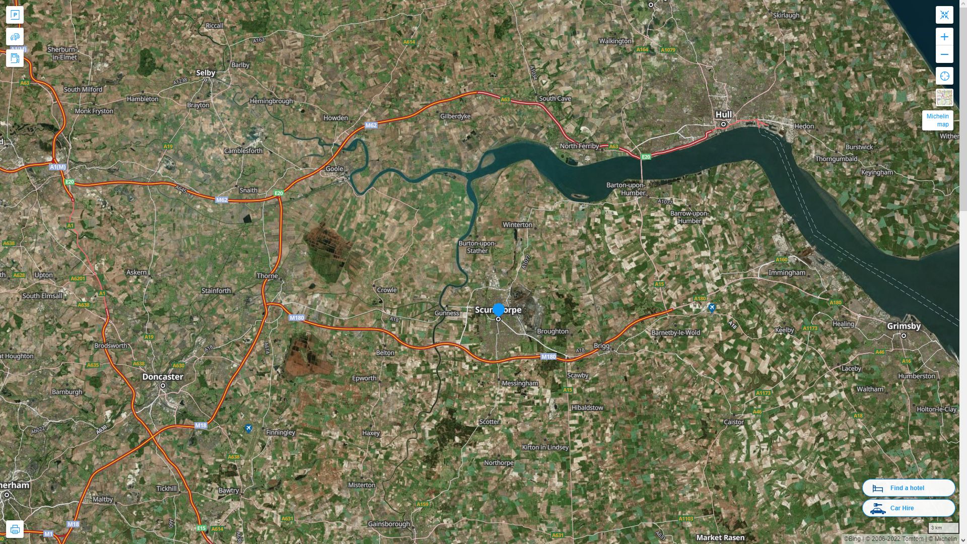 Scunthorpe Highway and Road Map with Satellite View